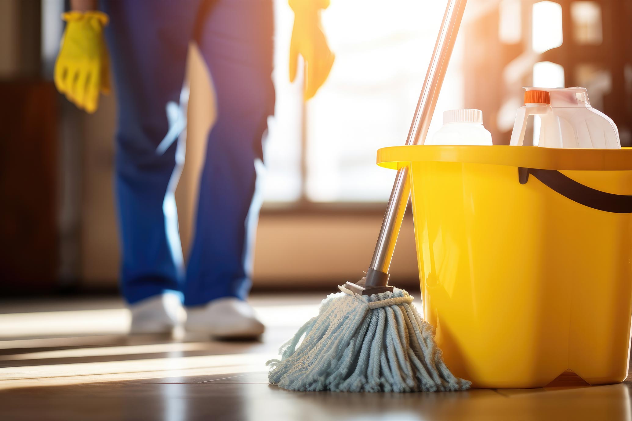 Professional cleaning team at work