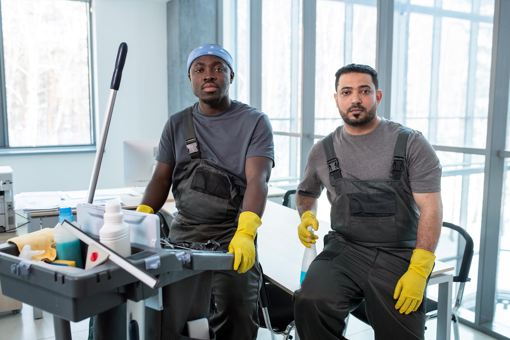 Professional cleaner at work